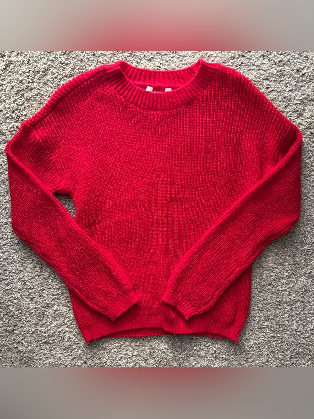 No Boundaries Red Chunky Knit Crewneck Sweater Size Medium 7-9